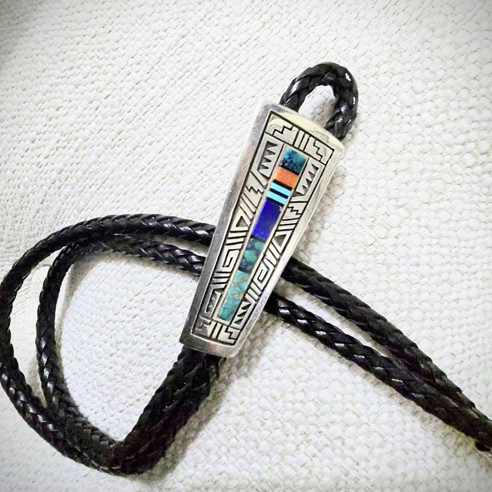 Multicolor Inlay Bolo Tie